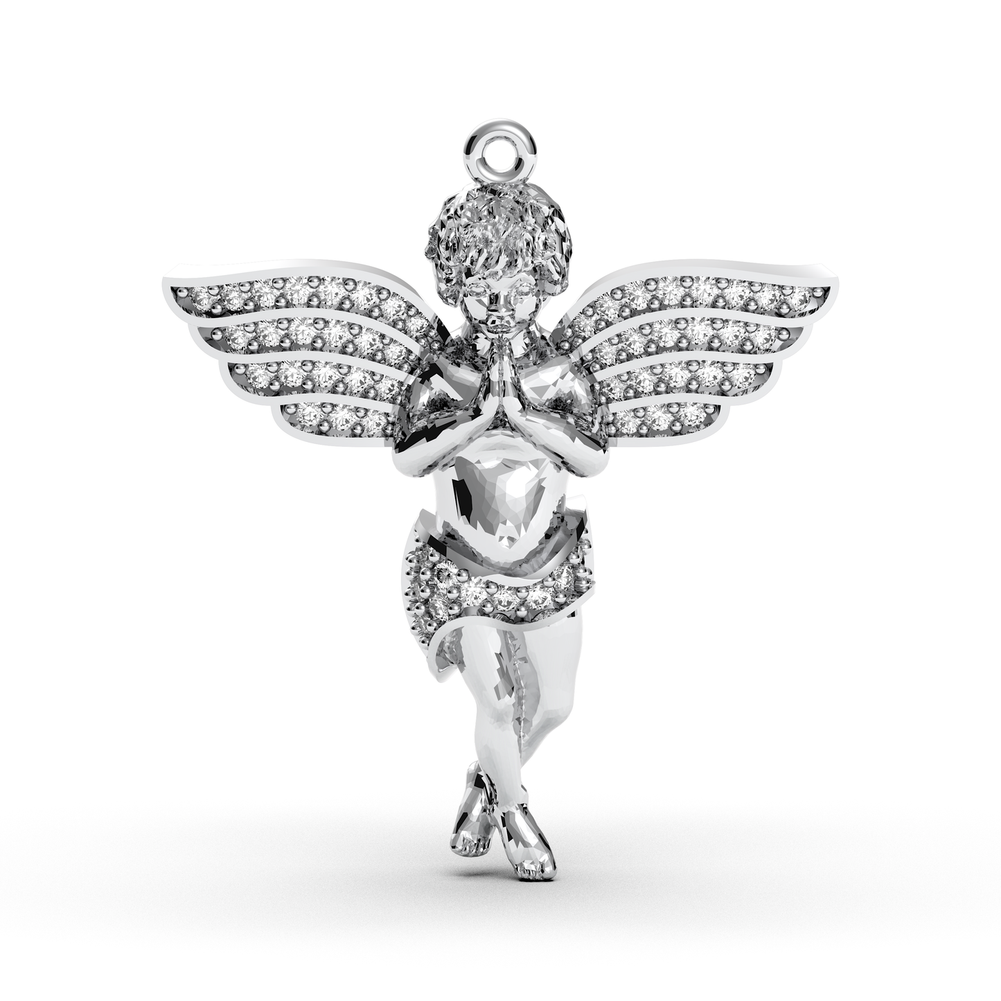 Dua Eden Melek Kolye – 14 Ayar Altın Zirkon, Koruyucu Melek Kanat Charm 14K