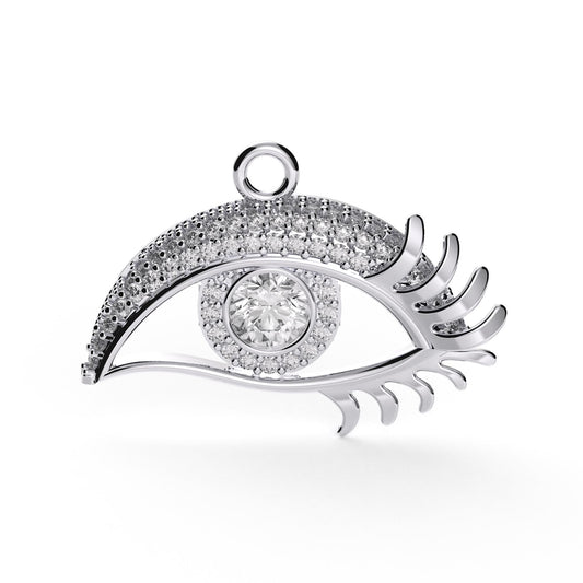 Sterling Silver Evil Eye Pendant with Sparkling Cubic Zirconia – Elegant Protective Charm Necklace for Women with Unique Design