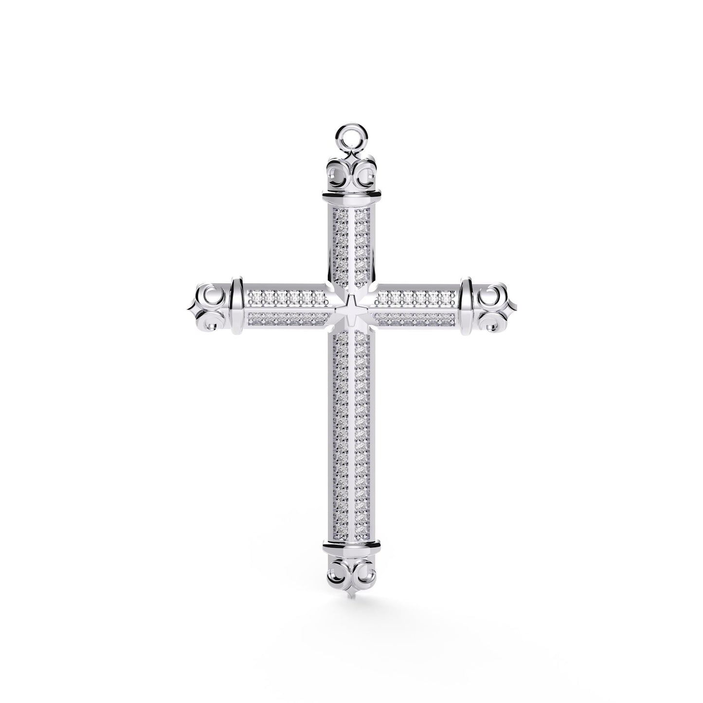 Sterling Silver Beaded Cross Pendant: CZ Charm Necklace, Religious Gift