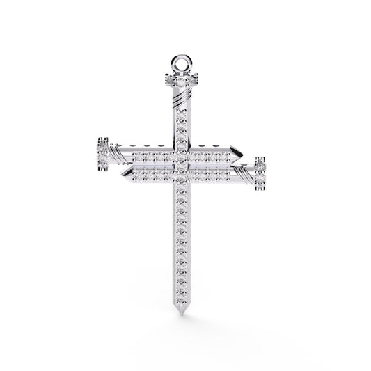Sterling Silver Nail Cross Pendant: CZ Charm Christian Necklace