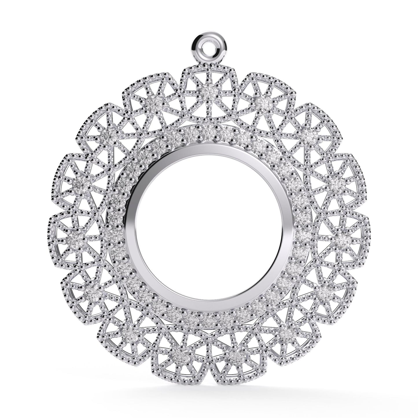 Sterling Silver Mandala Pendant Necklace: Snowflake CZ Charm