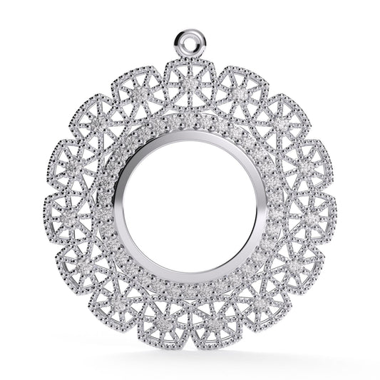 Sterling Silver Mandala Pendant Necklace: Snowflake CZ Charm