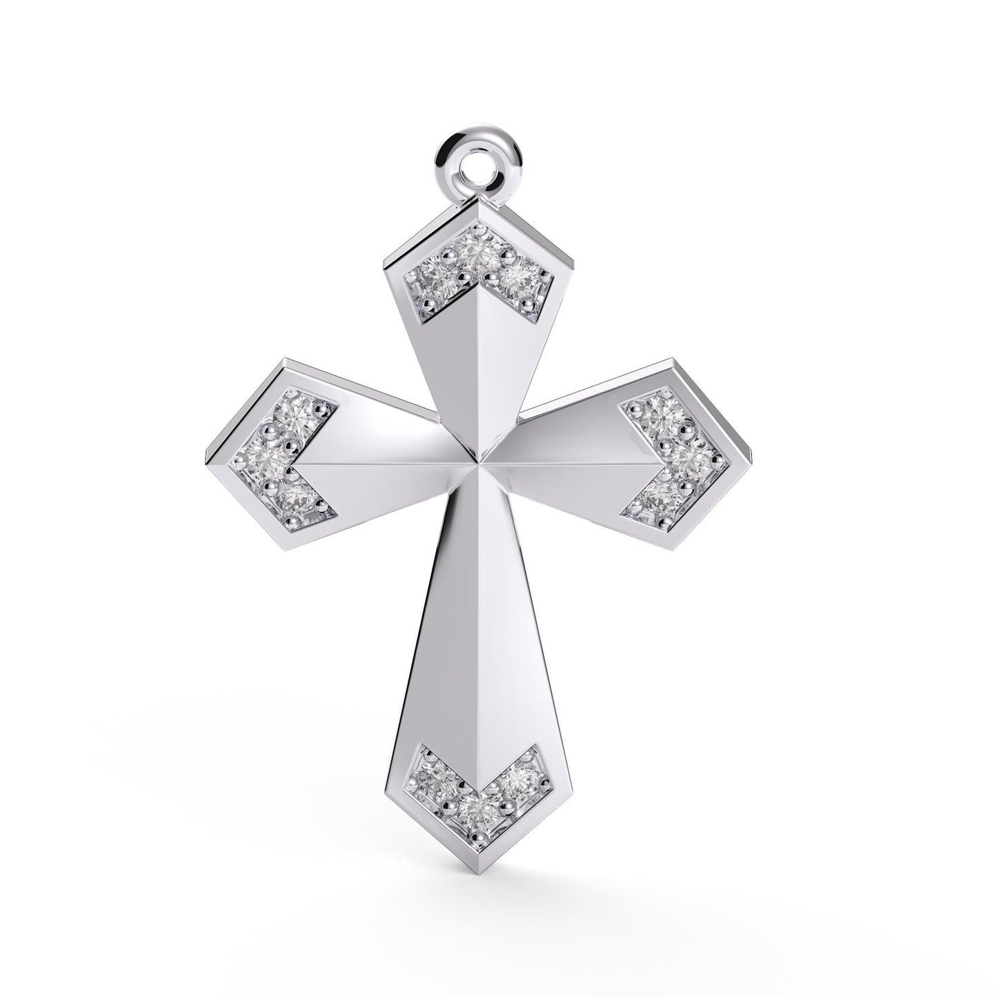 Geometric Sterling Silver Cross Pendant: CZ Charm, Modern Christian Necklace