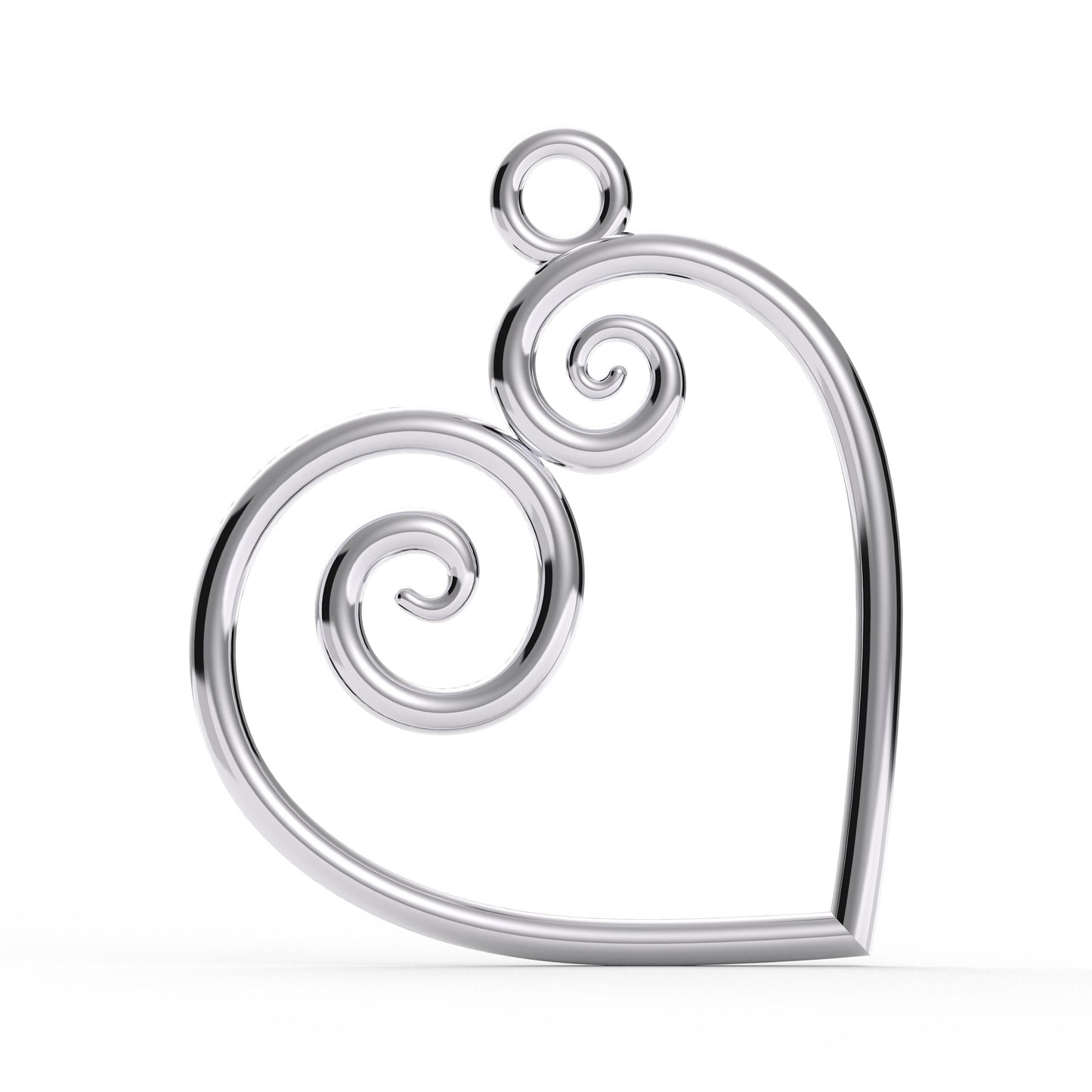 Sterling Silver Swirl Heart Pendant: Minimalist Romantic Necklace