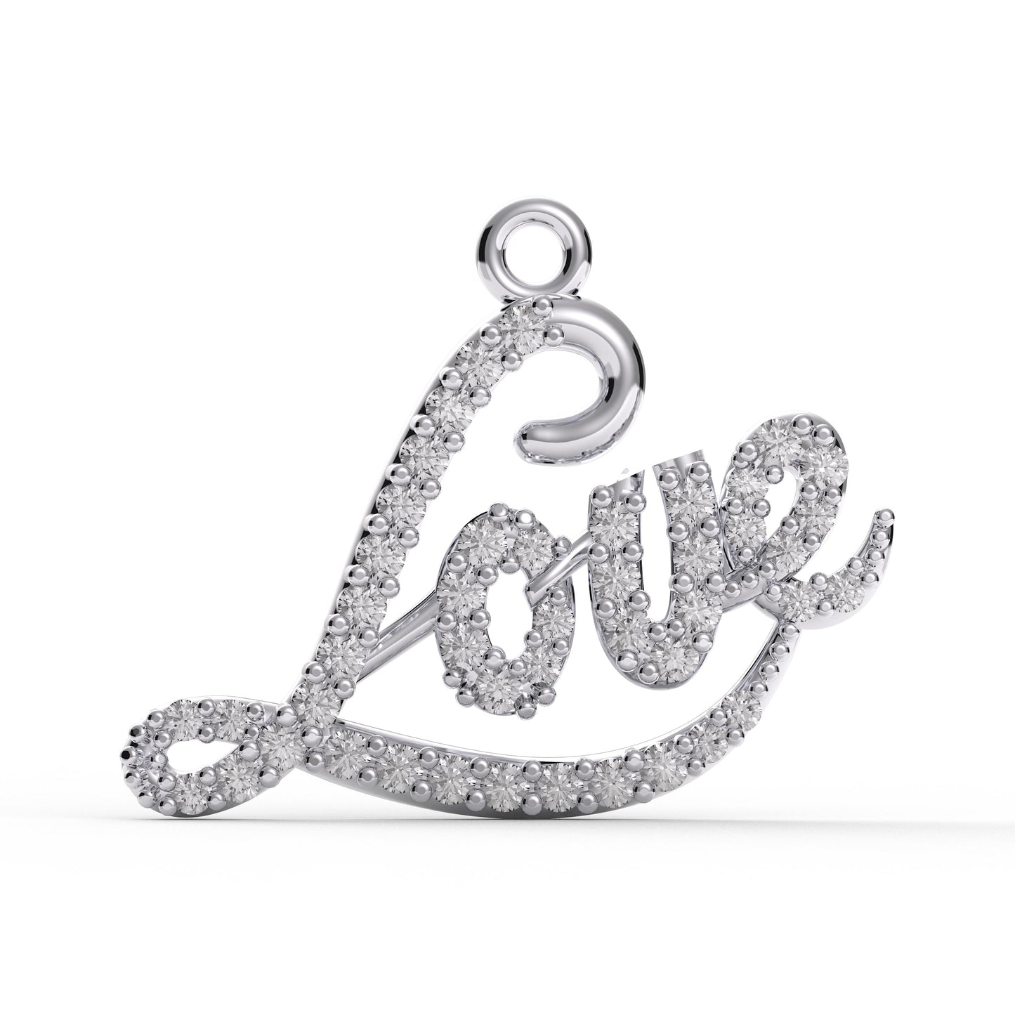 Cursive Love Script Necklace: Sterling Silver CZ Pendant