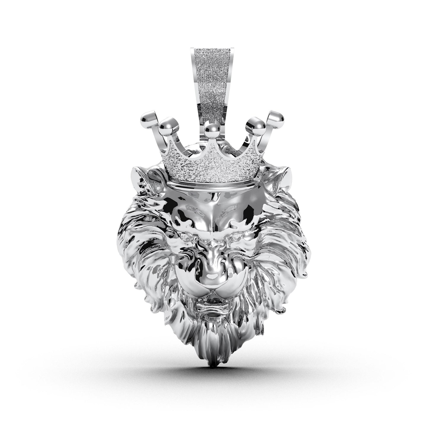 Lion King Pendant in 925 Sterling Silver, Bold Necklace with Crowned Animal Charm, Iced Out Unisex Jewelry Gift