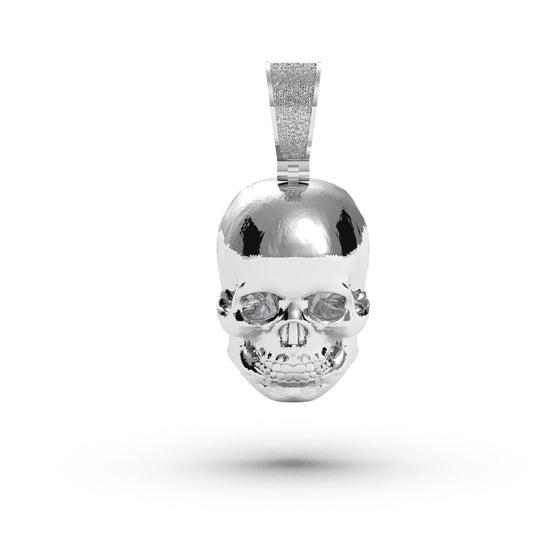Sterling Silver Skull Pendant: Gothic Rock Necklace Halloween Jewelry