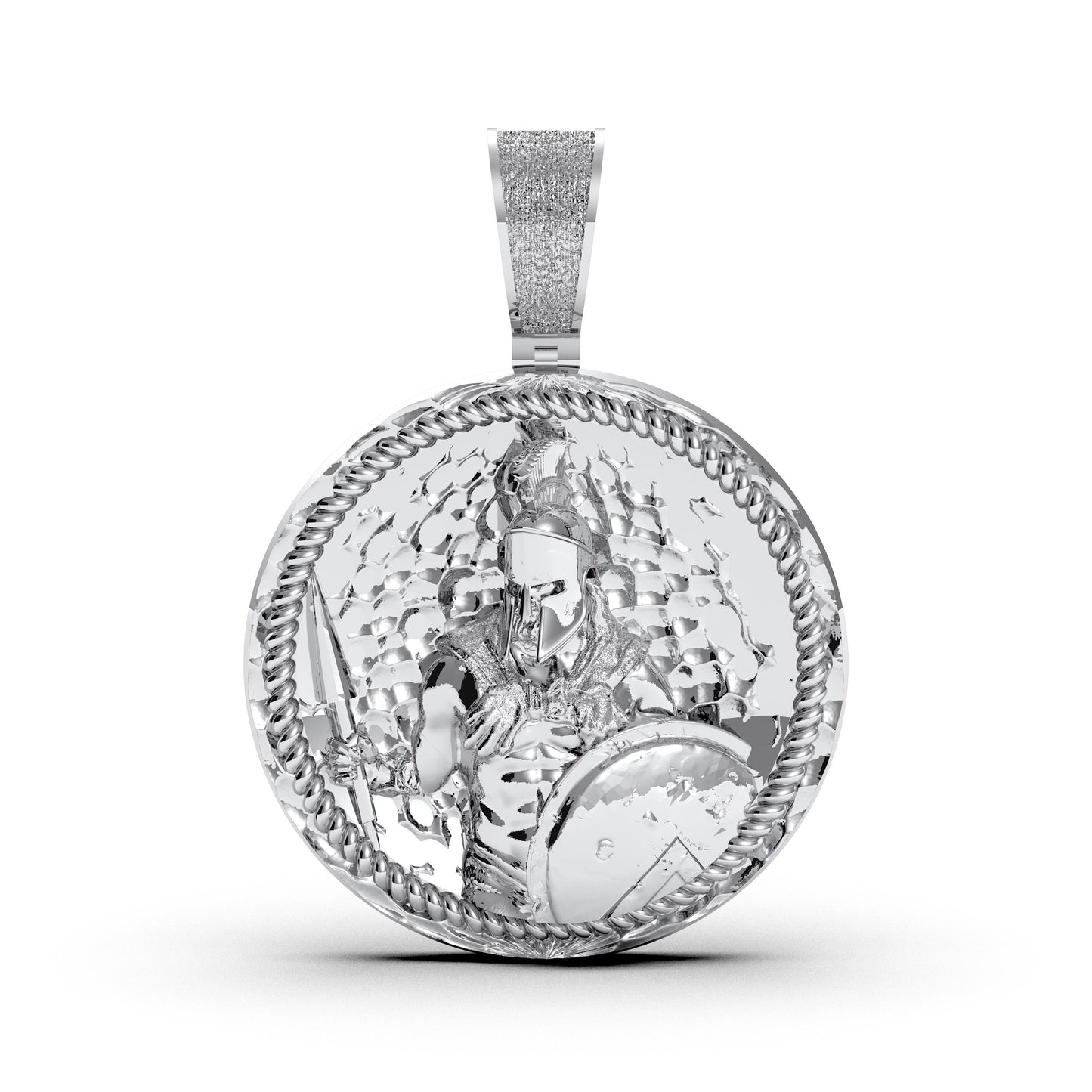 Spartan Warrior Pendant in 925 Sterling Silver, Bold Gladiator Necklace with Iced Out Charm, Handmade Unisex Jewelry Gift