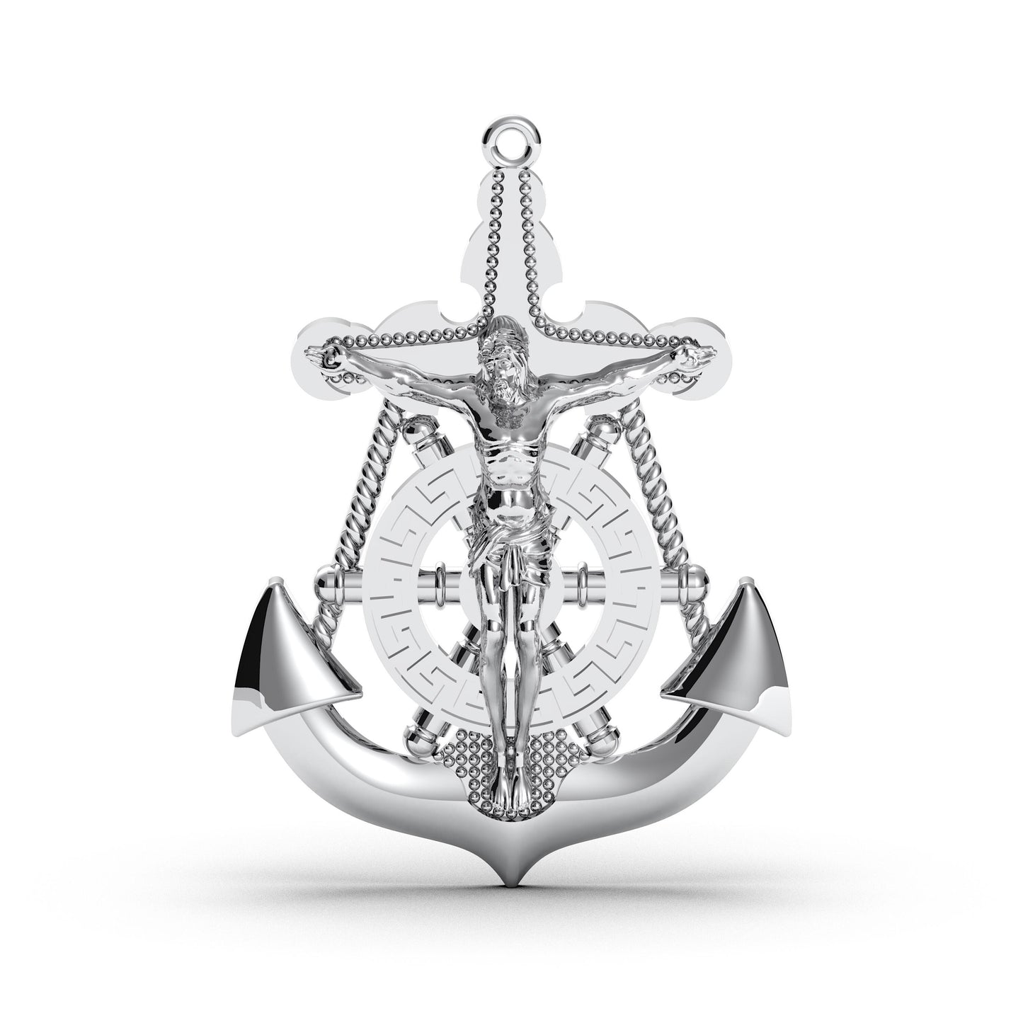 Sterling Silver Anchor Cross Pendant: Nautical Christian Necklace