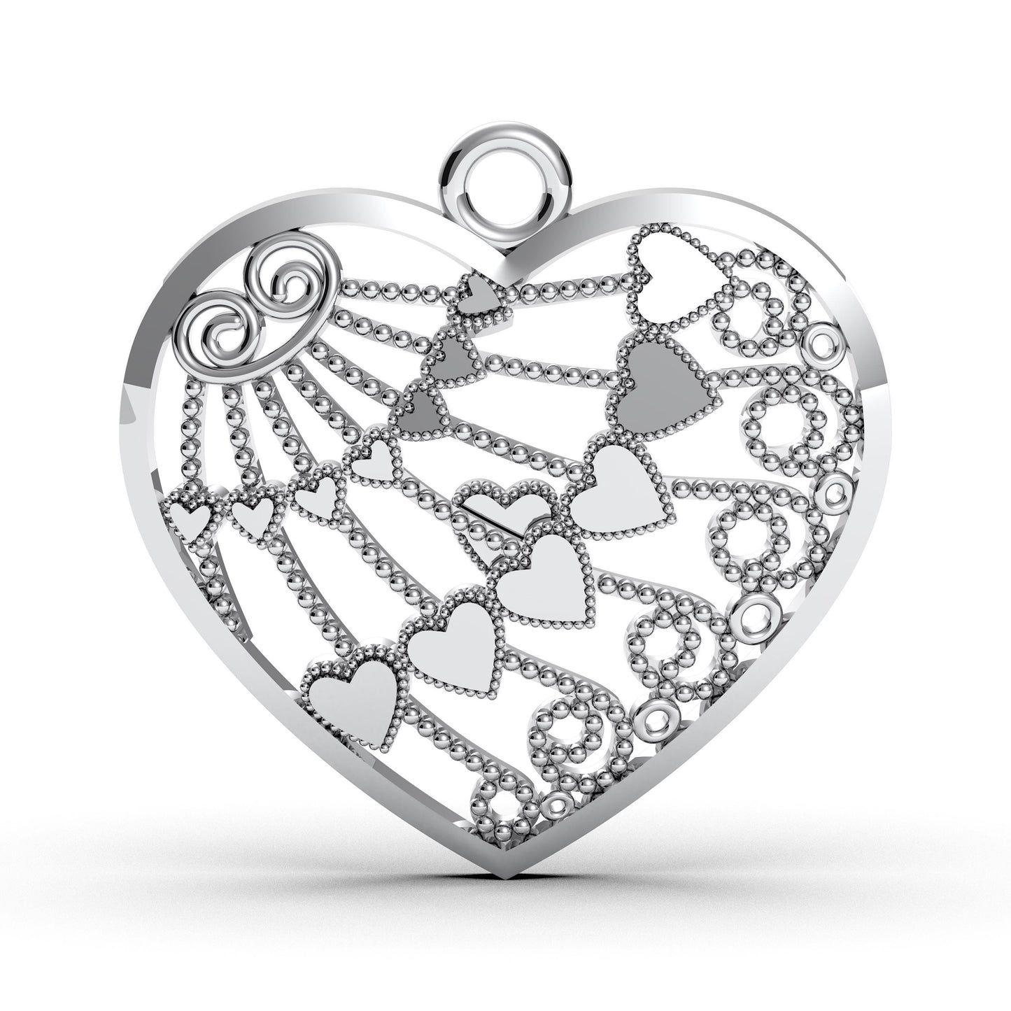 Sterling Silver Sunburst Heart Pendant: Filigree Necklace, Romantic Gift