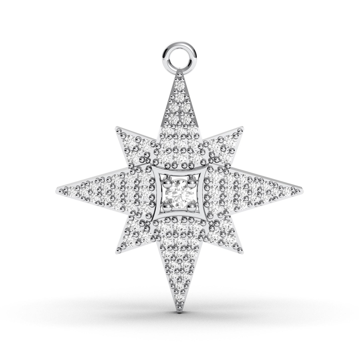 Sterling Silver North Star Necklace: CZ Diamond Starburst Pendant