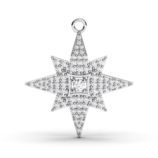 Sterling Silver North Star Necklace: CZ Diamond Starburst Pendant