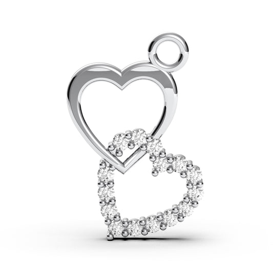 Sterling Silver Interlocking Hearts Necklace: Cubic Zirconia Pavé Pendant