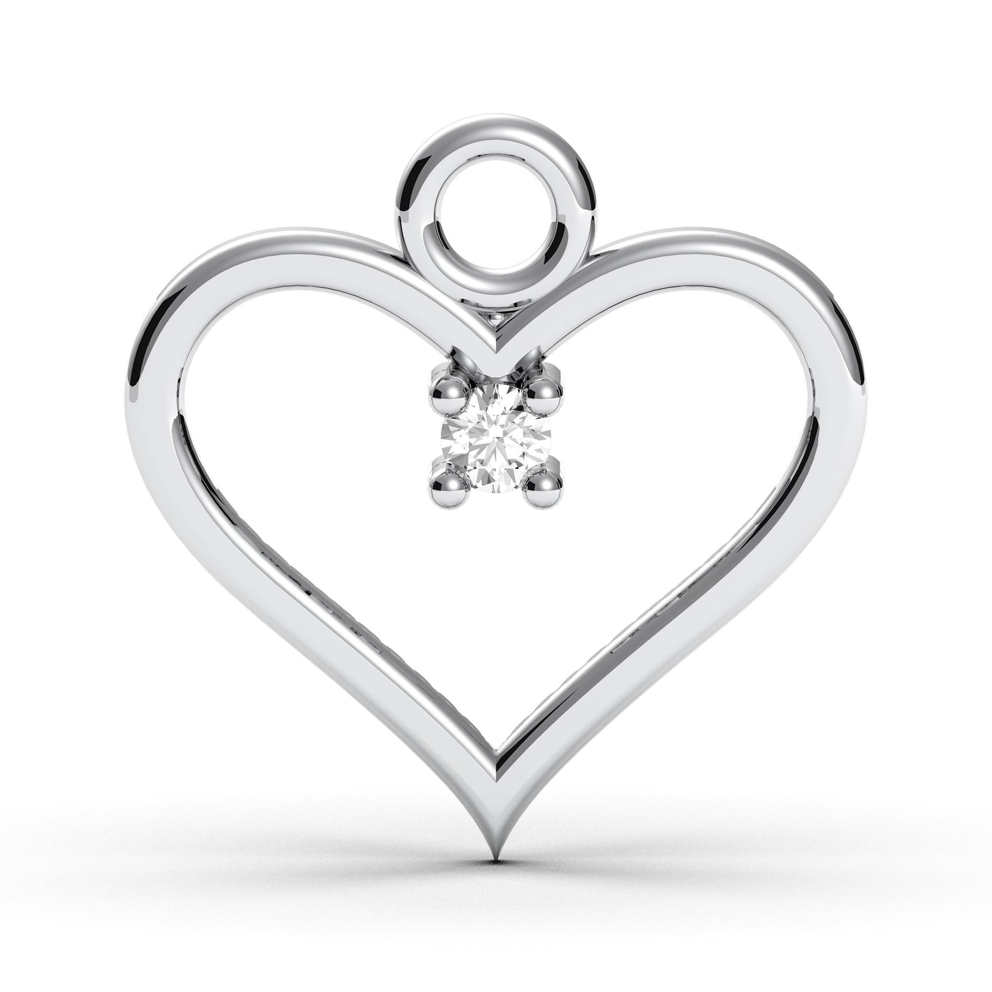 Dainty Sterling Silver Heart Necklace: Cubic Zirconia Solitaire Pendant