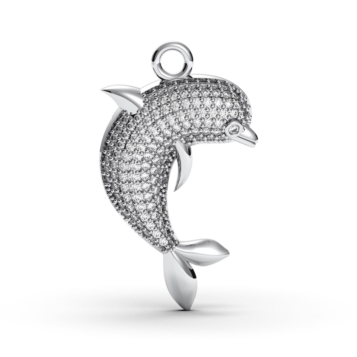 Sterling Silver Dolphin Necklace: CZ Diamond Ocean Pendant