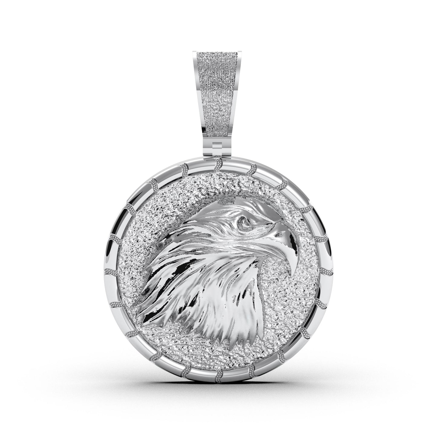 Eagle Head Pendant in 925 Sterling Silver, Statement Necklace with Patriotic Charm, Iced Out Unisex Gift for Him
