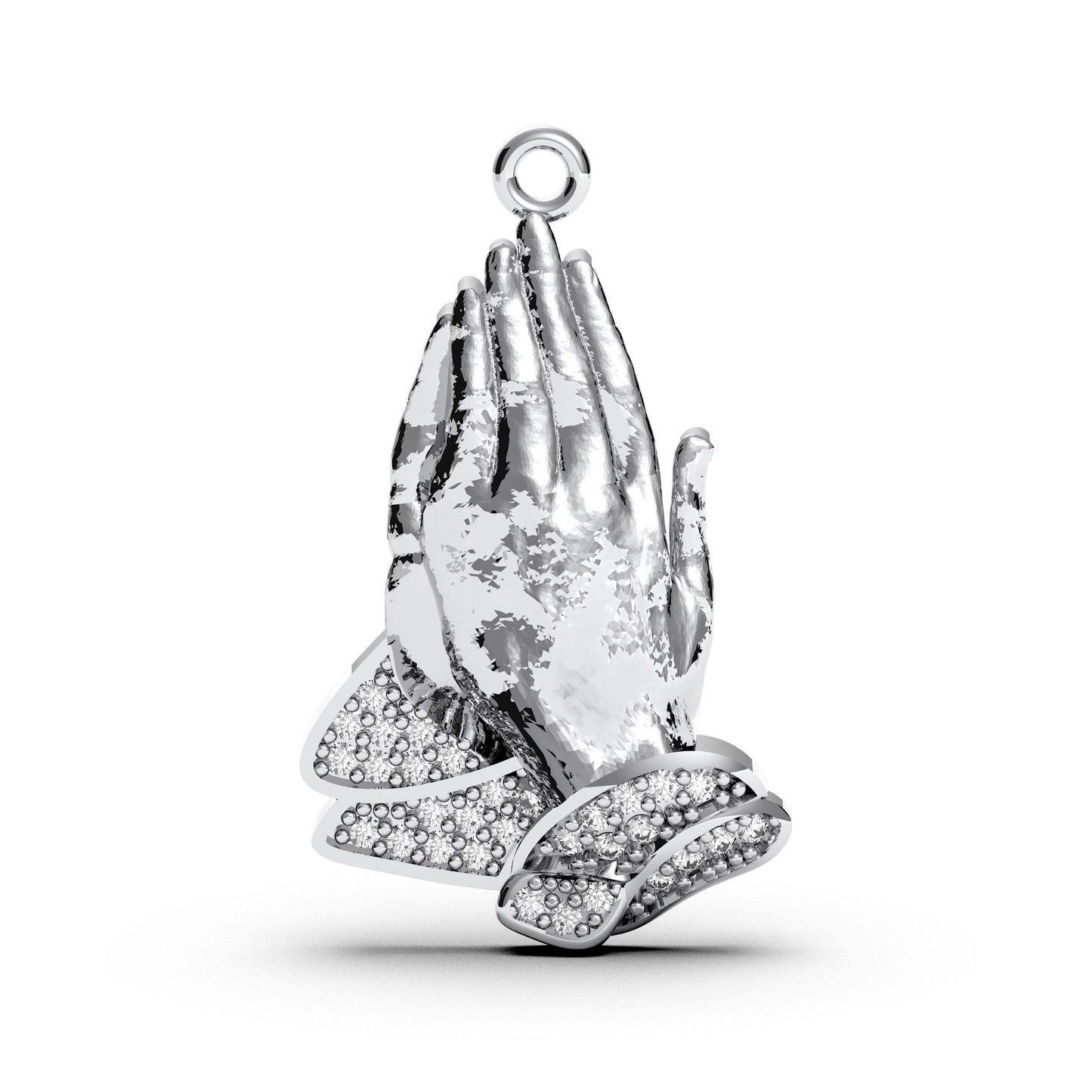 Praying Hands Necklace, Sterling Silver Faith Pendant, Christian Prayer Jewelry, Religious CZ Diamond Gift