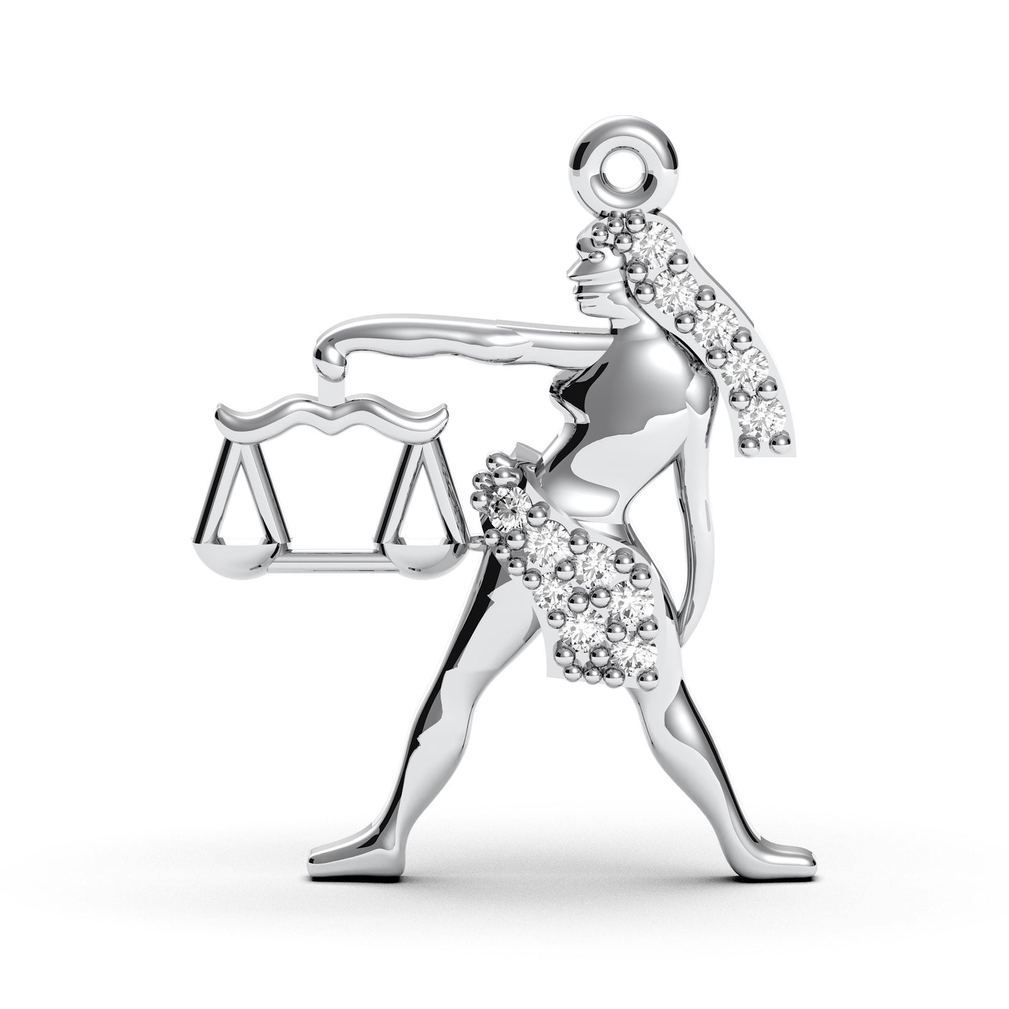 Sterling Silver Libra Zodiac Pendant: Cubic Zirconia Scales Charm