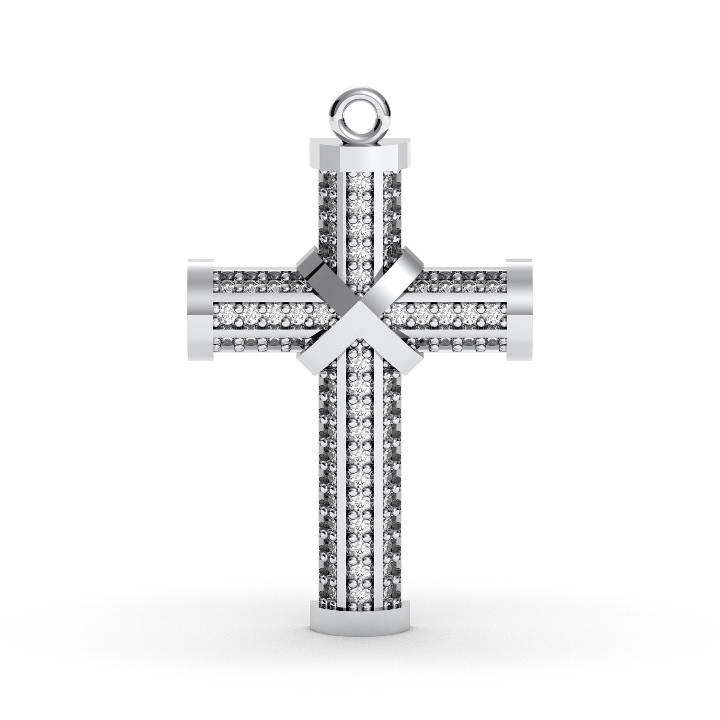 CZ Sterling Silver Cross Pendant Necklace: Praying Hands Charm