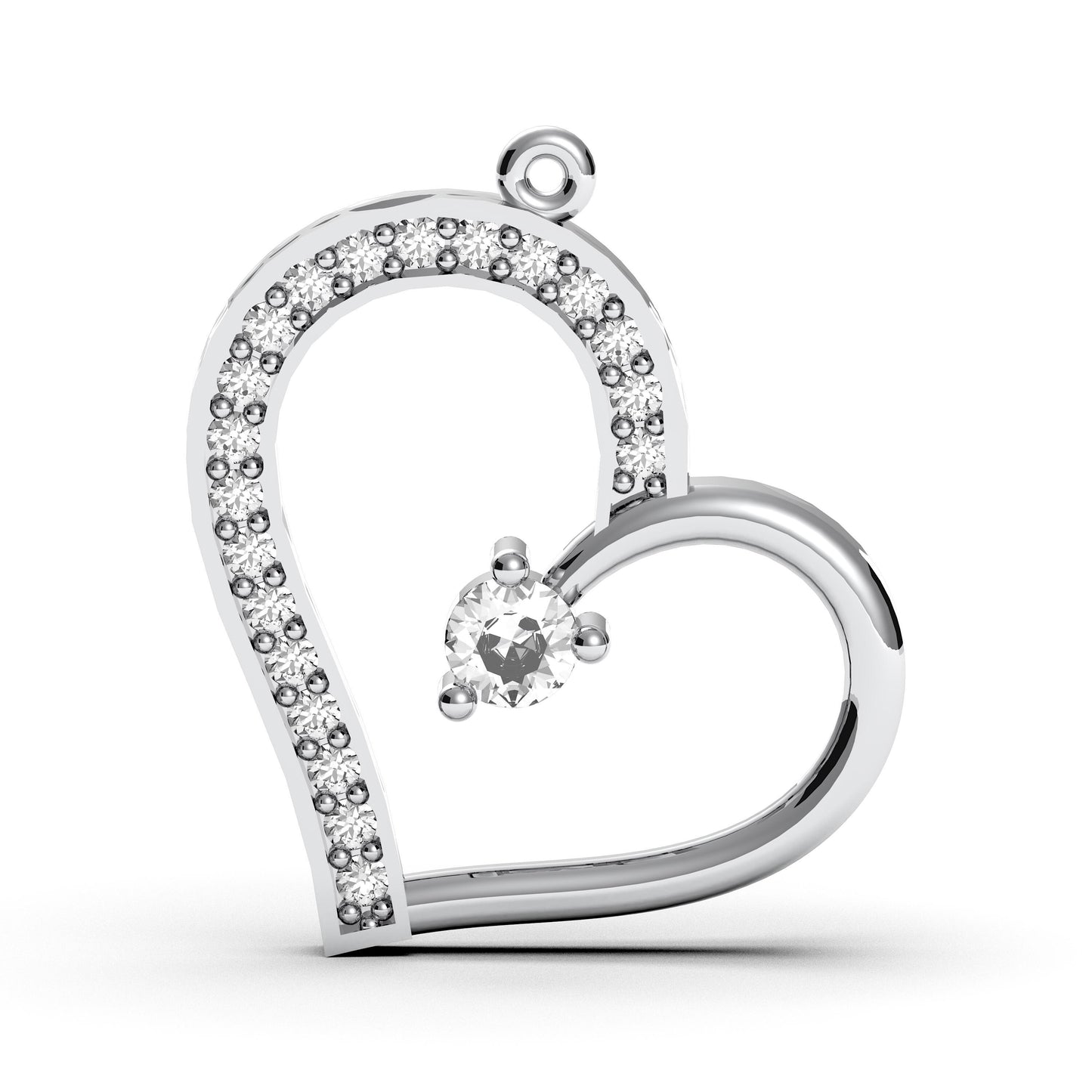 Sterling Silver Heart Pendant Necklace: CZ Charm, Romantic Love Jewelry