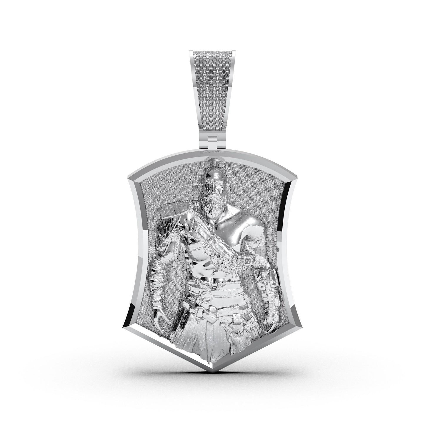 Sterling Silver Kratos Pendant: Iced Out God of War Necklace
