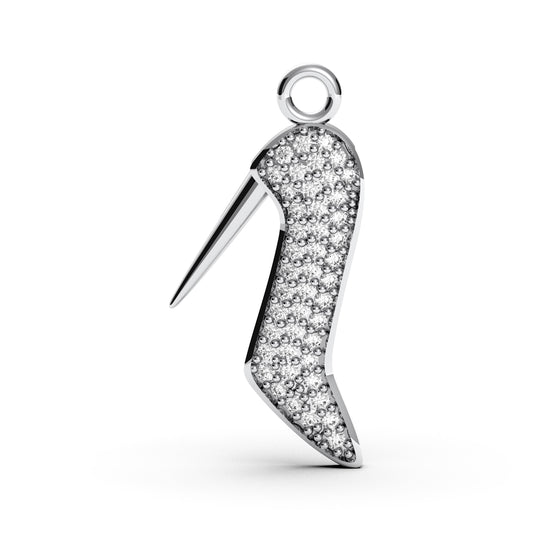Sterling Silver High Heel Necklace: CZ Diamond Stiletto Pendant