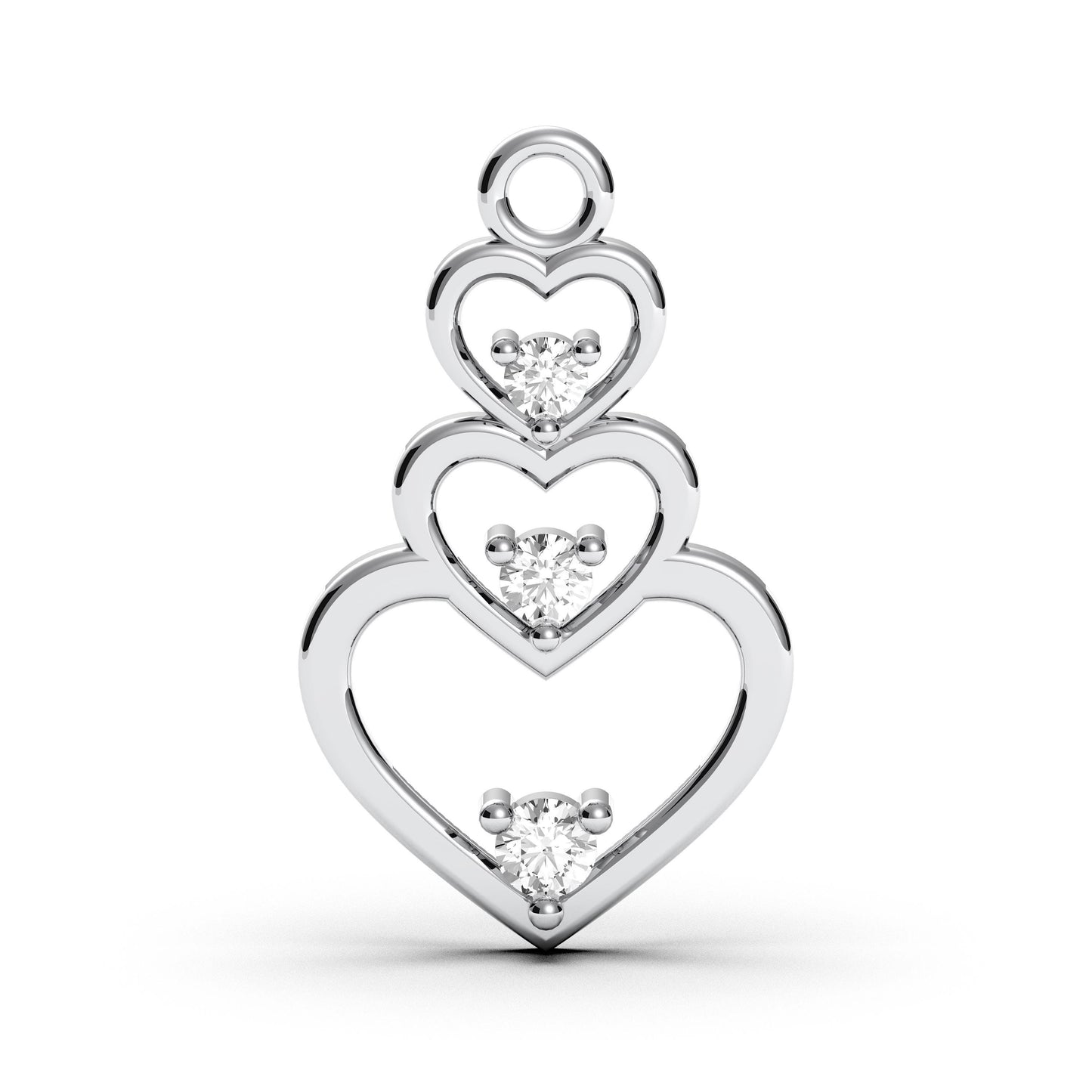 Sterling Silver Three Heart Necklace: CZ Family Love Pendant