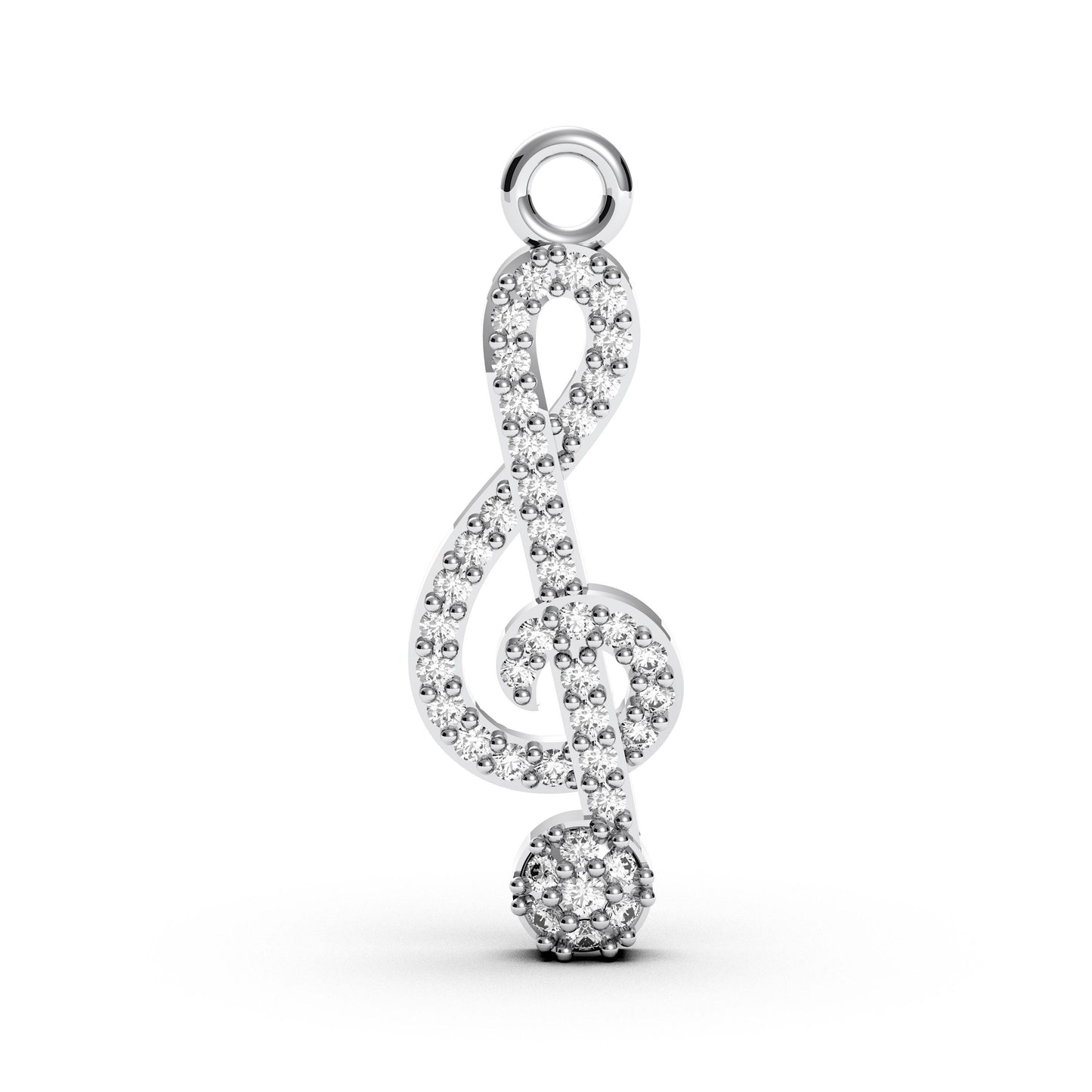 Sterling Silver Treble Clef Necklace: CZ Diamond Music Note Pendant