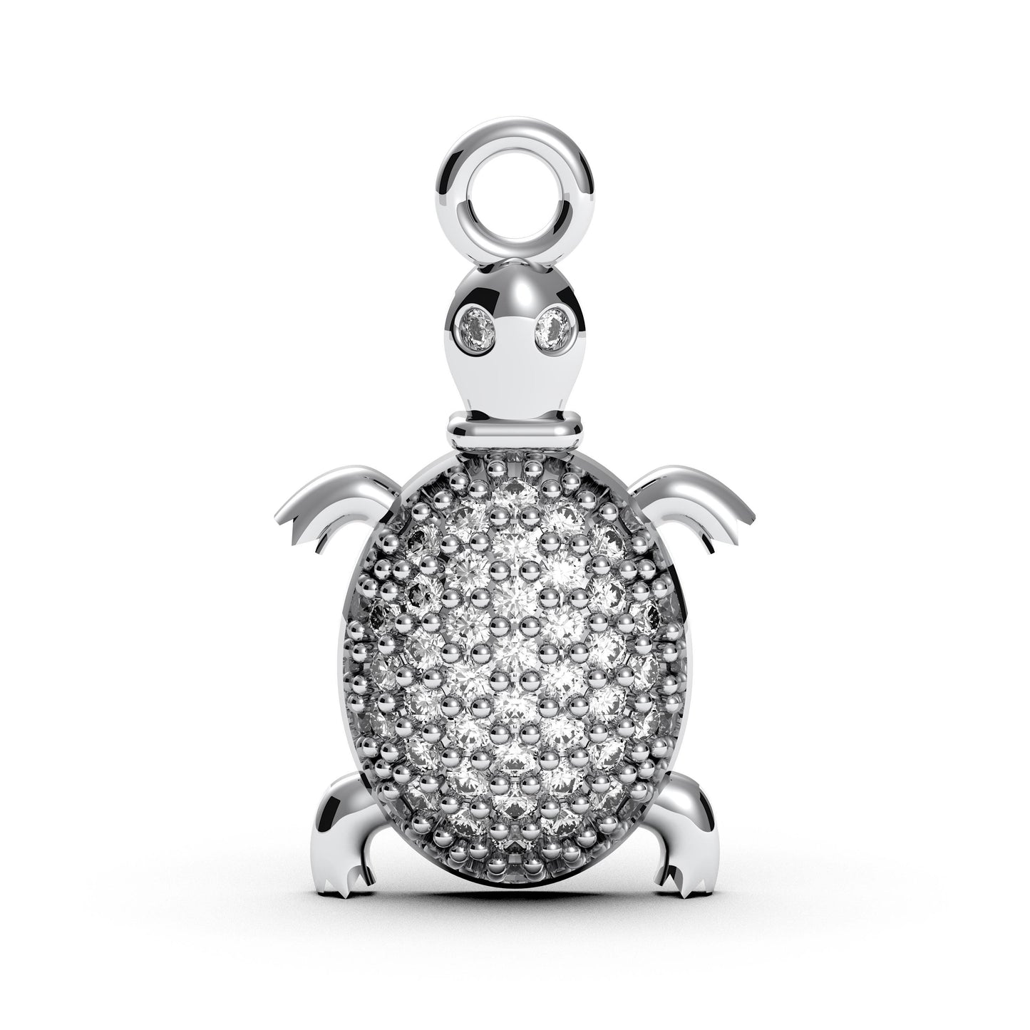 Sterling Silver Sea Turtle Necklace: CZ Diamond Ocean Pendant