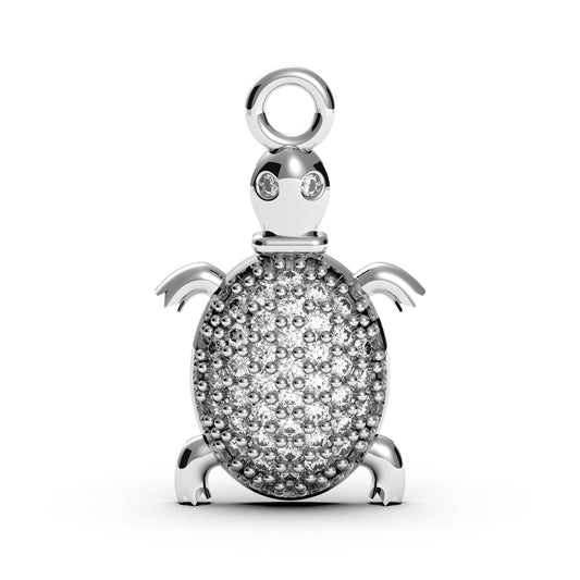Sterling Silver Sea Turtle Necklace: CZ Diamond Ocean Pendant