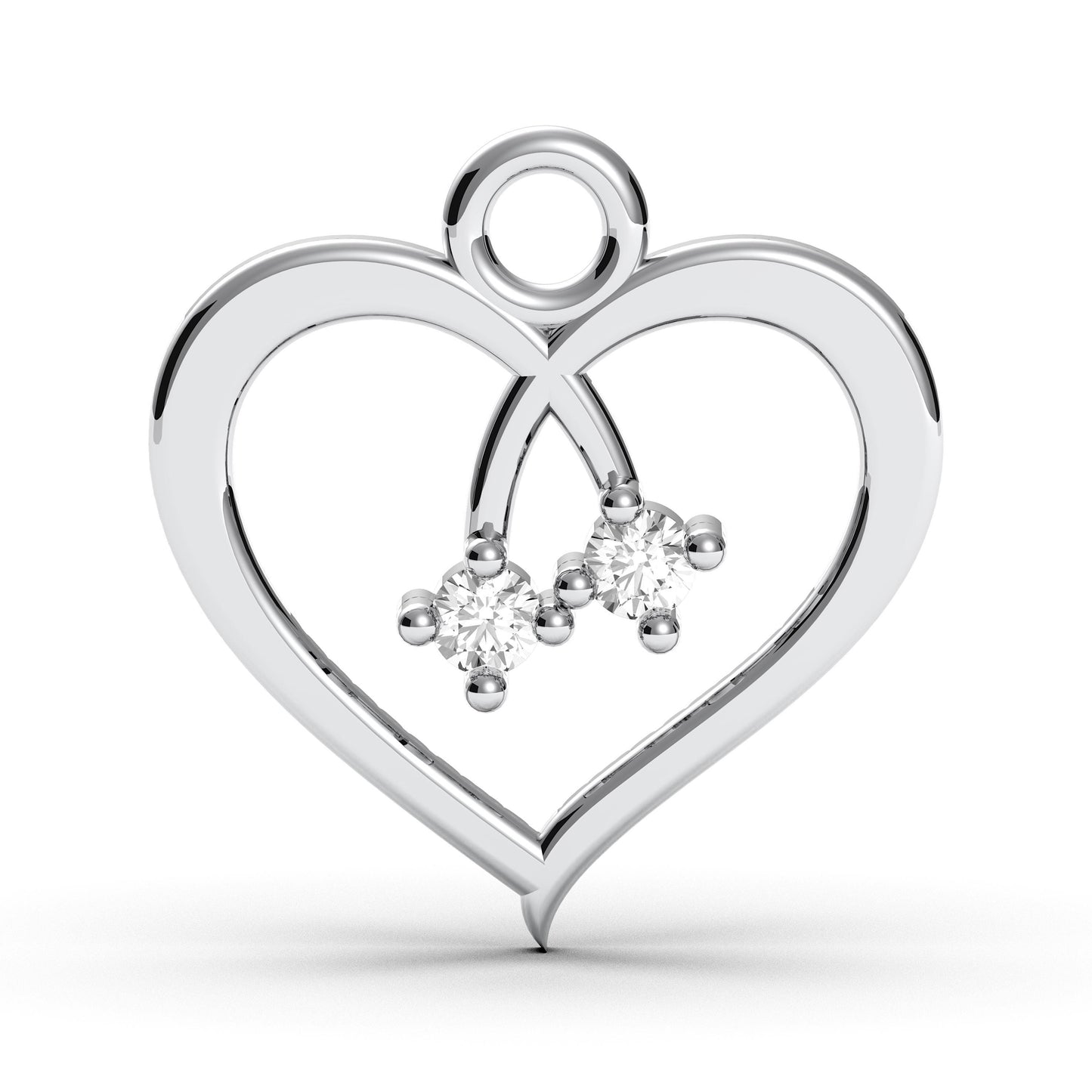Dainty Sterling Silver Two-Stone Heart Necklace: Romantic "You and Me" Pendant