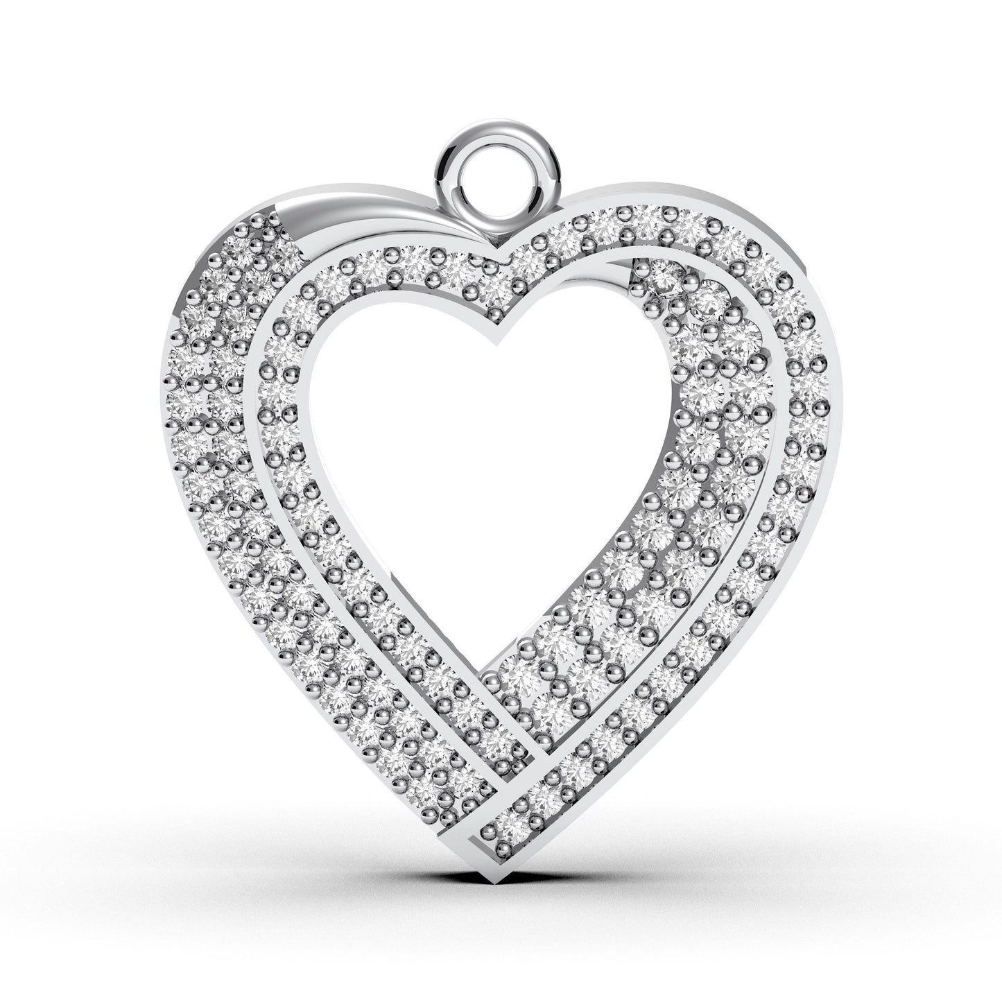 Pave CZ Double Heart Necklace: Sterling Silver Romantic Pendant