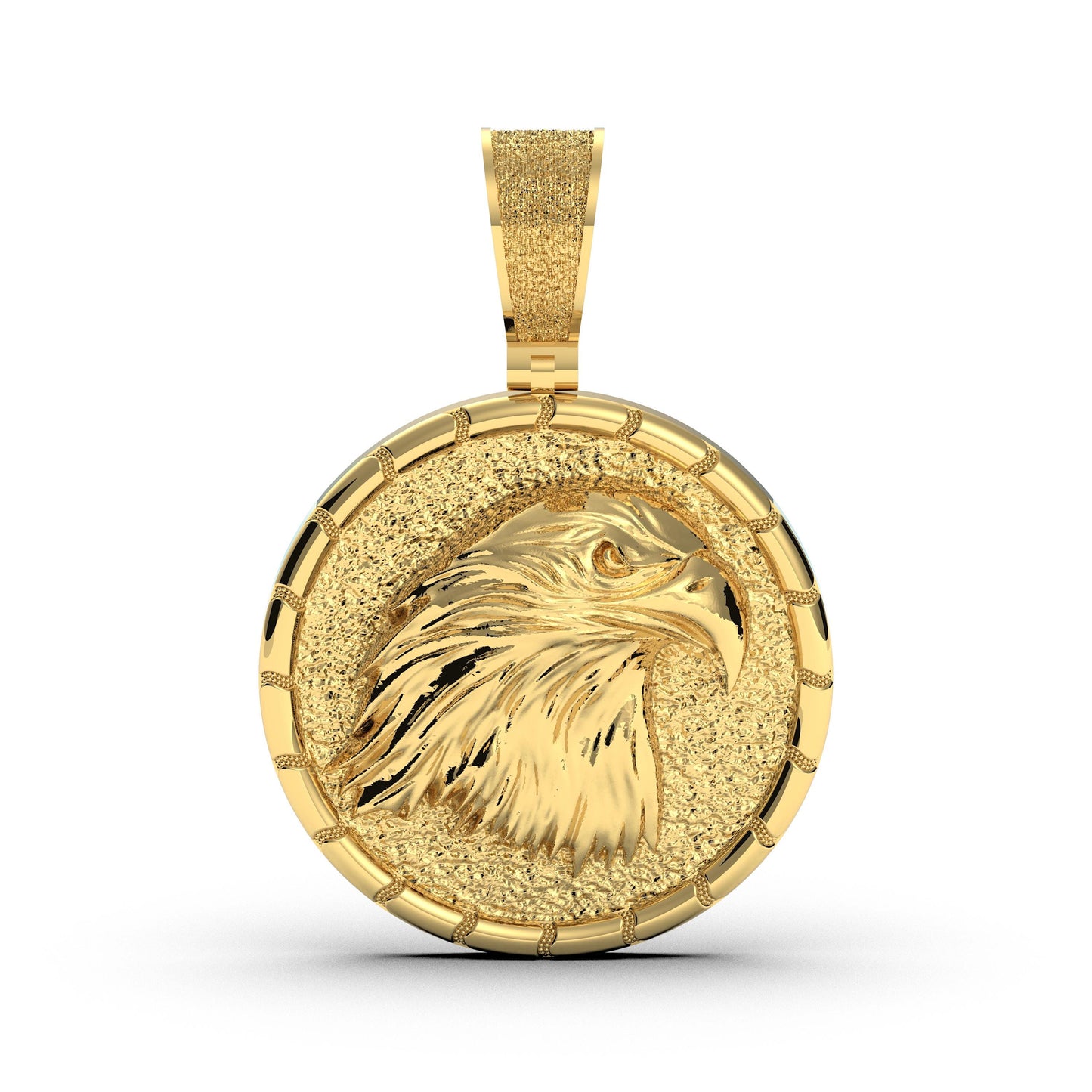 Eagle Head Pendant in 925 Sterling Silver Gold Plated, Statement Necklace with Patriotic Charm, Iced Out Unisex Gift for Him