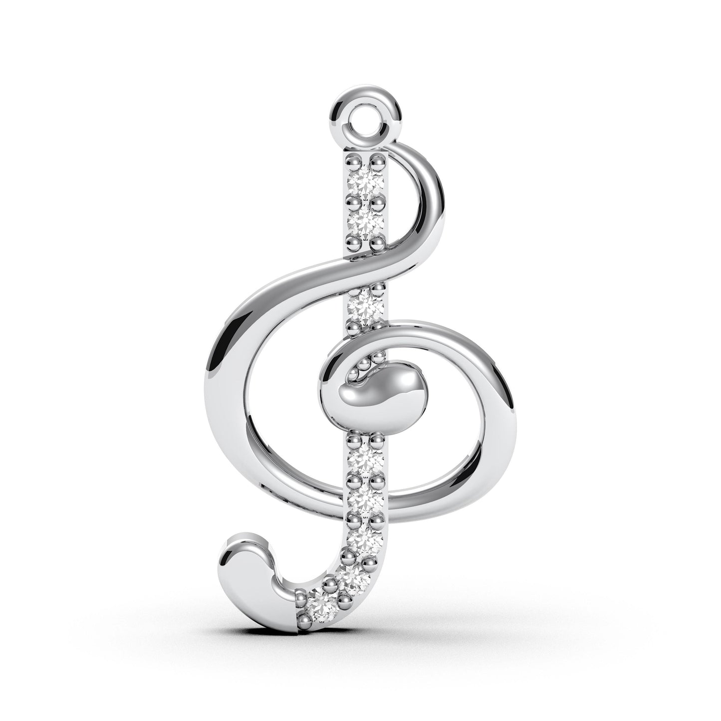 Sterling Silver Treble Clef Pendant: CZ Charm Music Note Necklace