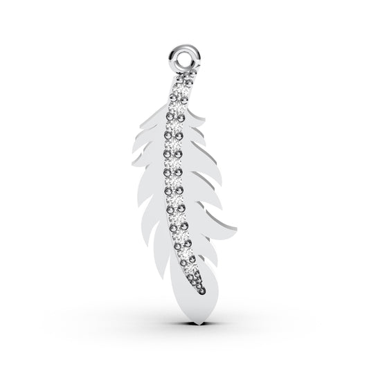 Sterling Silver Feather Pendant Necklace: CZ Charm Boho Jewelry