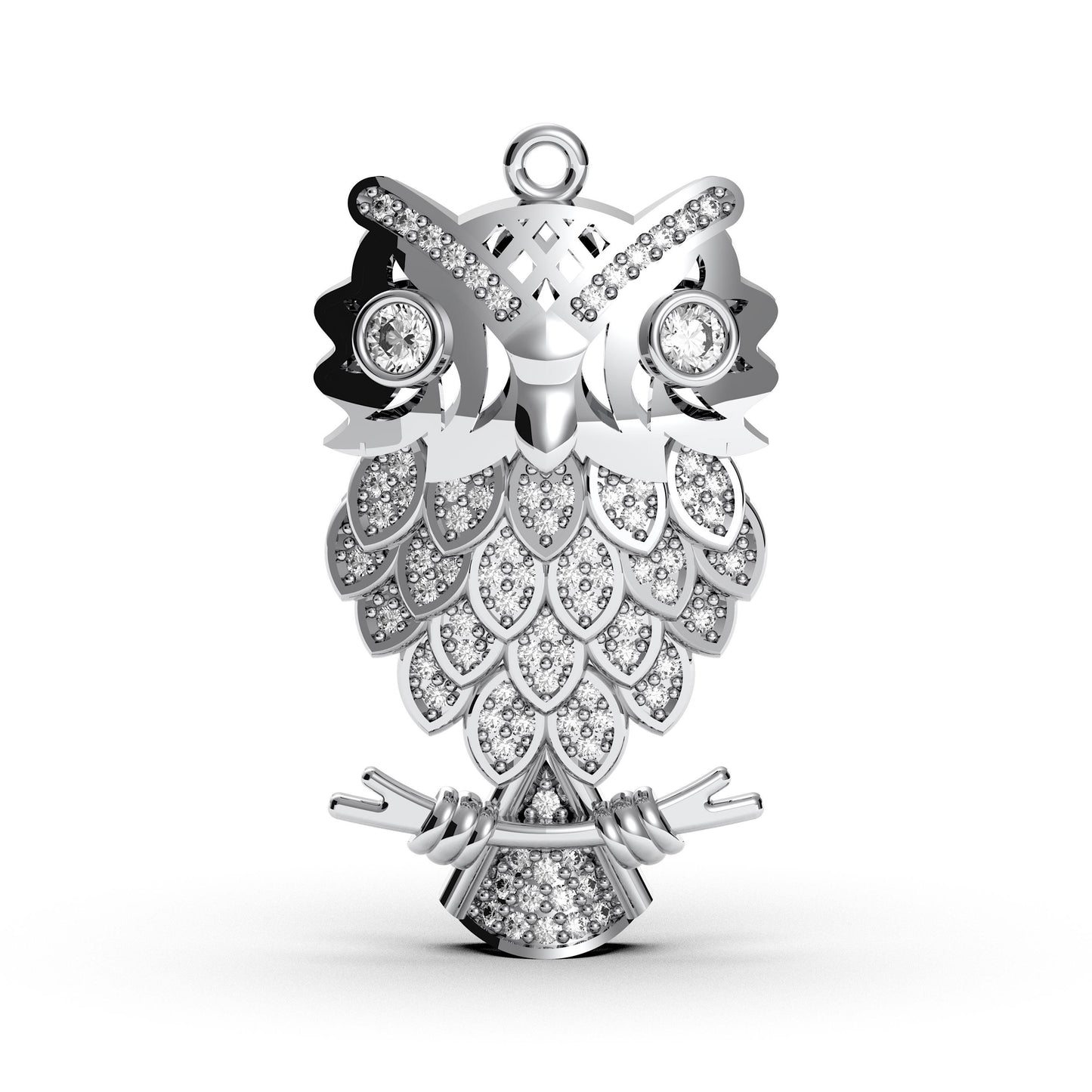 Sterling Silver Owl Pendant With Cubic Zirconia, Symbolic Wisdom Charm For Necklaces Or Meaningful Animal Jewelry Gifts