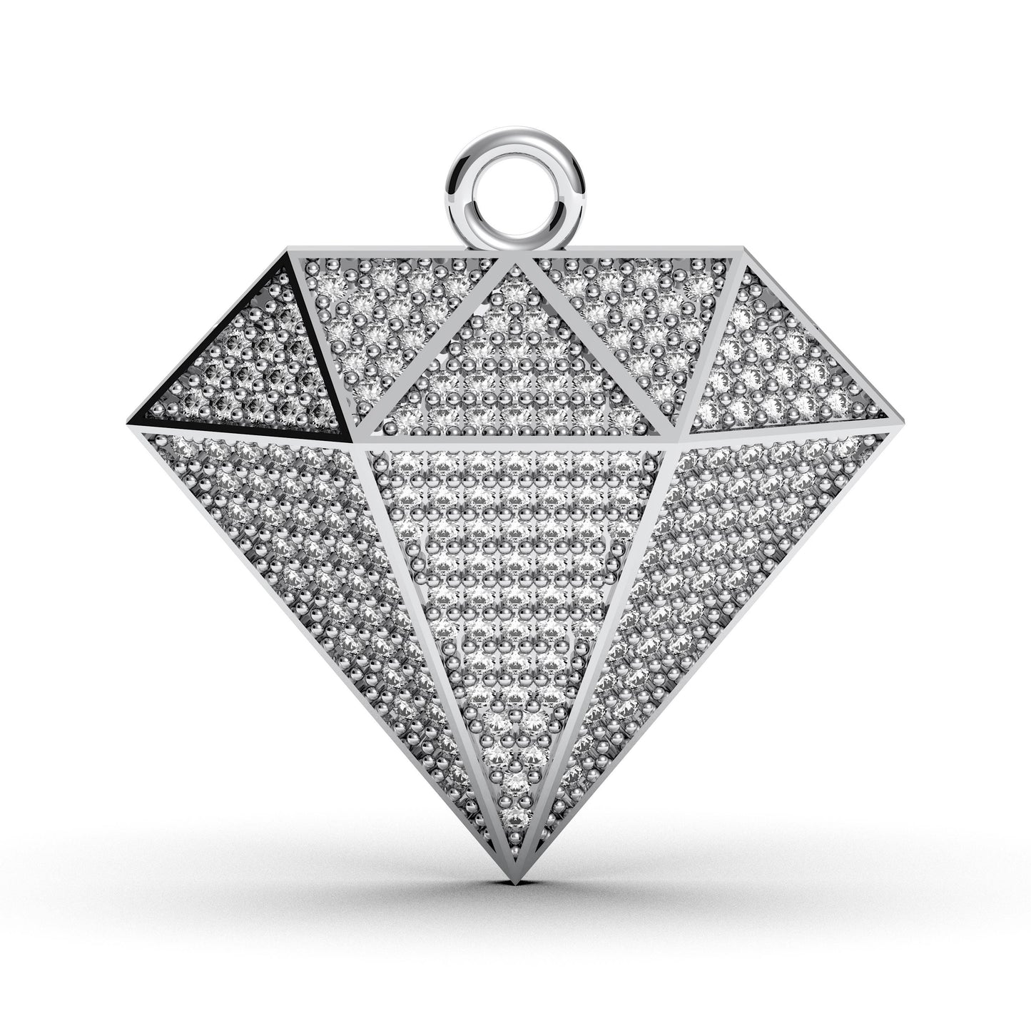 Sterling Silver Diamond Shape Pendant With Cubic Zirconia, Sparkling Geometric Charm For Necklaces Or Statement Jewelry Gifts