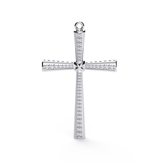 Minimalist Sterling Silver Cross Pendant: CZ Charm Religious Necklace