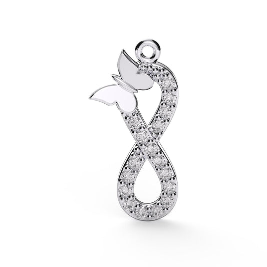Infinity Pendant in 925 Sterling Silver, Eternal Love Necklace with Butterfly CZ Charm, Symbolic Jewelry Gift for Her