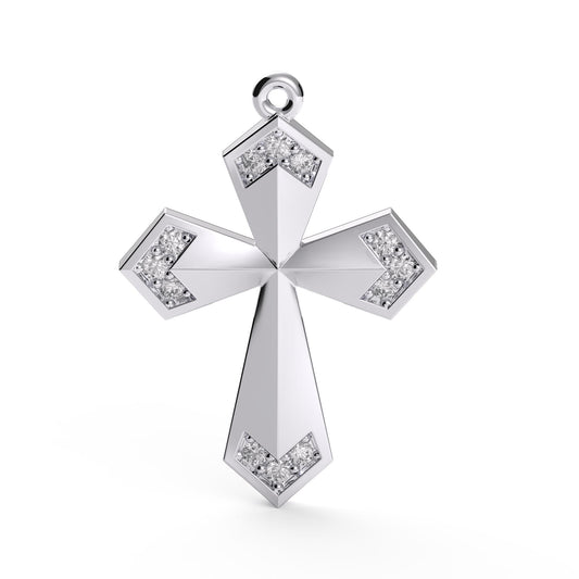 Geometric Sterling Silver Cross Pendant: CZ Charm, Modern Christian Necklace