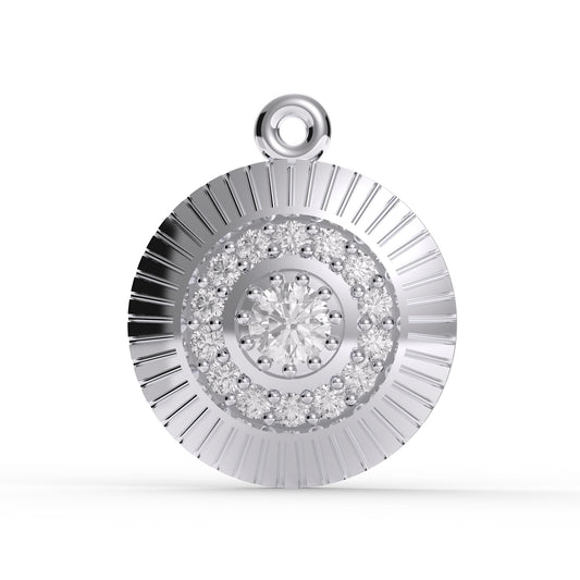 Art Deco Sunburst Pendant: Sterling Silver Halo Medallion