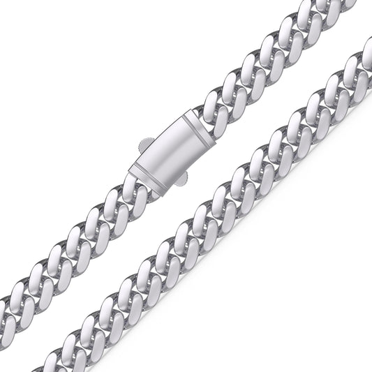 Miami Cuban Link Chain: Hollow Sterling Silver Unisex Necklace, 7mm Bold Hip Hop Style