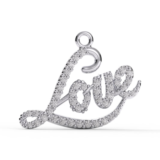Cursive Love Script Necklace: Sterling Silver CZ Pendant