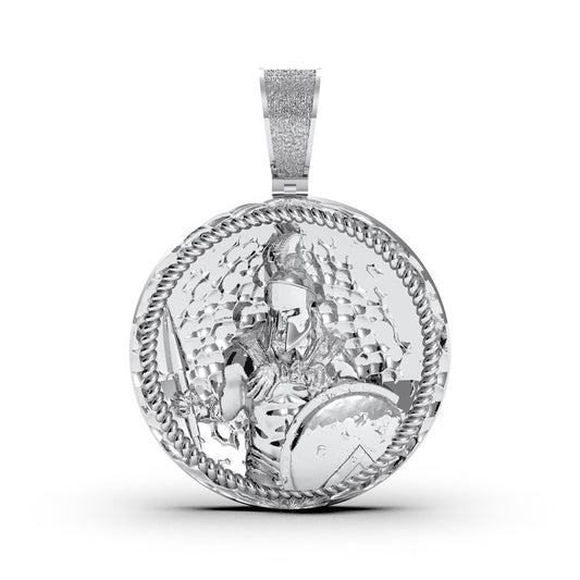 Spartan Warrior Pendant in 925 Sterling Silver, Bold Gladiator Necklace with Iced Out Charm, Handmade Unisex Jewelry Gift