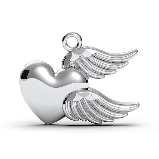 Sterling Silver Angel Wing Heart Pendant: Guardian Memorial Jewelry