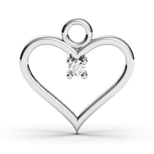 Dainty Sterling Silver Heart Necklace: Cubic Zirconia Solitaire Pendant