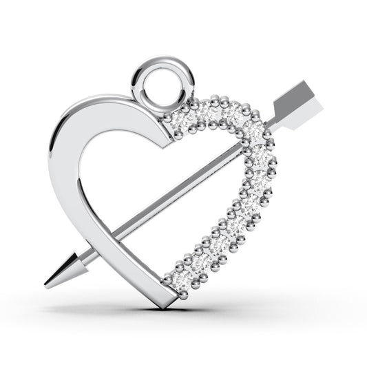 Sterling Silver Cupid's Arrow Heart Necklace: Pavé CZ Valentine's Gift