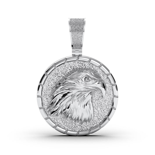 Eagle Head Pendant in 925 Sterling Silver, Statement Necklace with Patriotic Charm, Iced Out Unisex Gift for Him