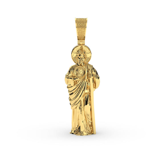 Saint Jude Pendant in Gold Plated 925 Sterling Silver, San Judas Tadeo Necklace with Religious Patron Charm, Unisex Faith Jewelry