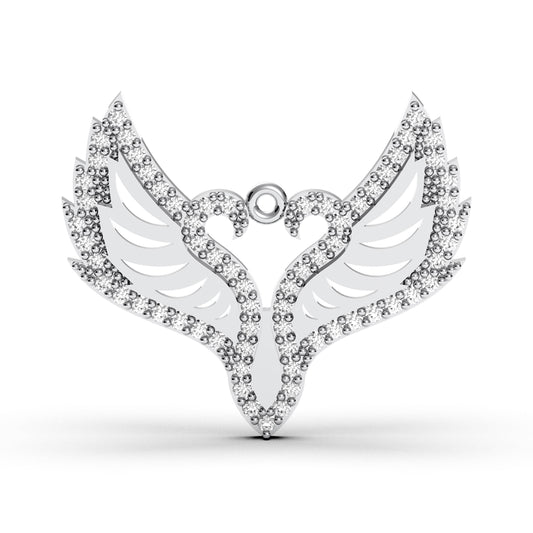 Sterling Silver Winged Heart Pendant: Cubic Zirconia Angel Wings Charm